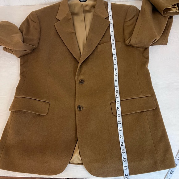 Bill Blass 100%  Cashmere Mens Size 42R blazer sport Coat suit jacket Tan - Picture 10 of 13